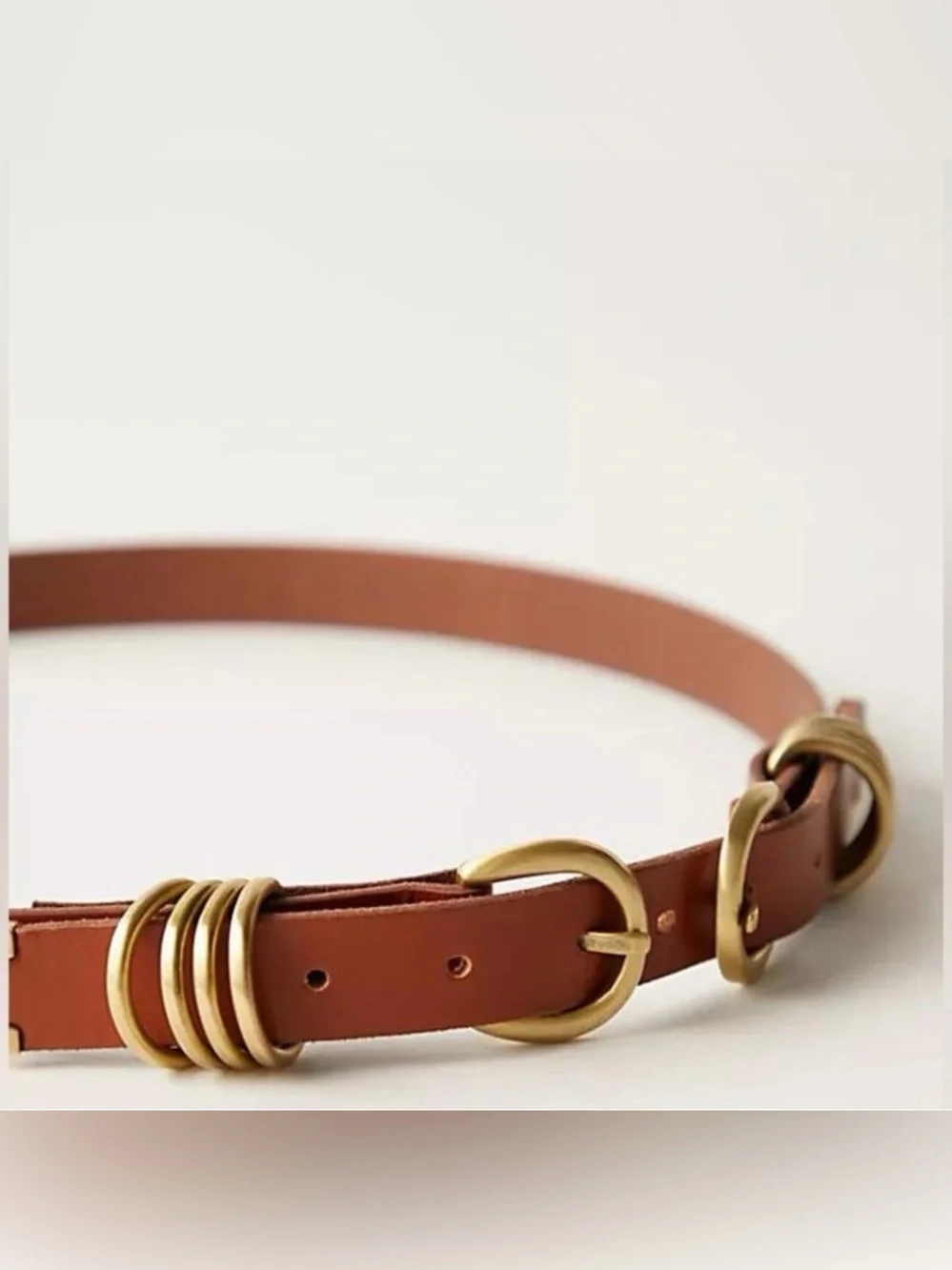 NWT Free People East Meets West Leather Belt Cognac Gold M/L Western Boho Large
